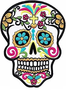 Parche Calavera de Colores Cráneo Biker - 24.5 cm x 18.5 cm XL Tamaño