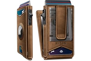 miyozi Airtag Wallet for Men,with Money Clip Gift Boxed,Slim Front Pocket Wallet RFID Blocking Metal Case Smart Pop-up Credit