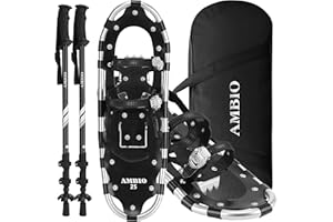 AMBIO Light Weight Snowshoes for Men Women Youth Kids, Aluminum Snow Shoes with Trekking Poles and Carrying Tote Bag (Darkpurple, 21 Inch)