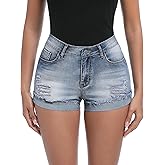 Y imoso Women's Ripped Mid Rise Stretchy Denim Jeans Shorts