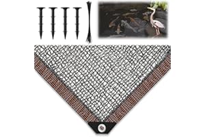 Yoojahow Koi Pond Netting Kit 19.7x19.7ft, Heavy-Duty Pe, Bird Deer Fence Netting, Durable Net Cover for Leaves, Protect Fish from Blue Heron Bird, Cat & Predator, Stakes & Ties Included