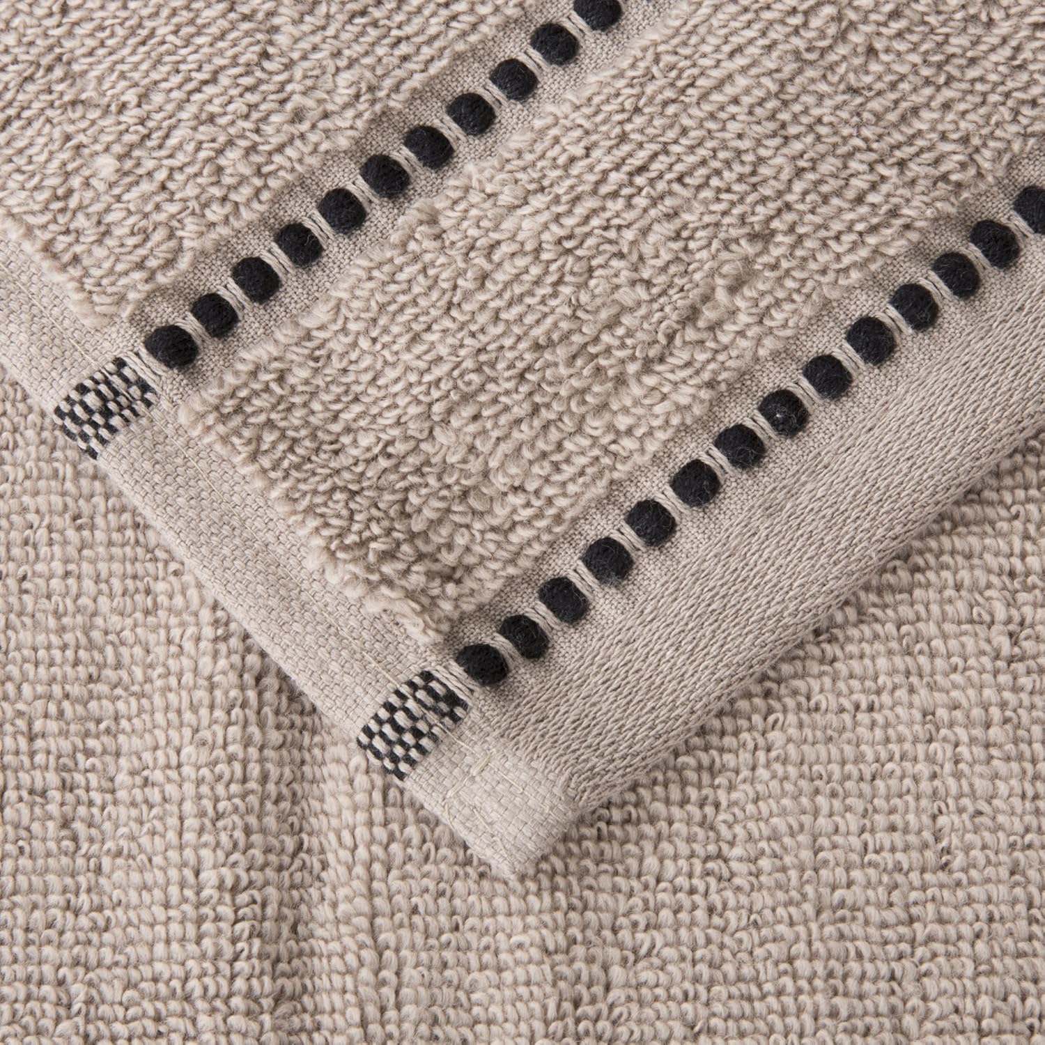 Luxury Cotton Towel Set- Quick Dry, Zero Twist and Soft 6 Piece Set With 2 Bath Towels, 2 Hand Towels and 2 Washcloths By Lavish Home (Taupe / Black): Home & Kitchen