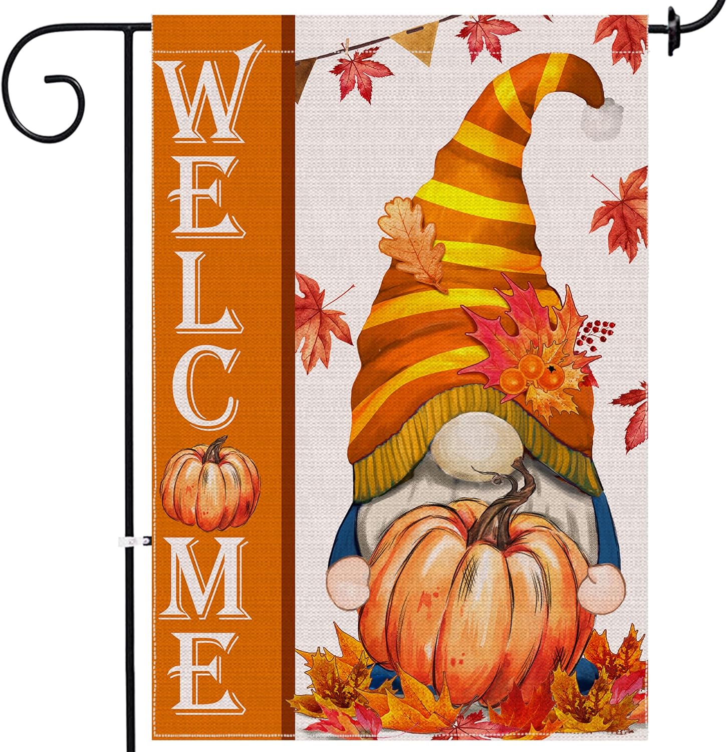 Flags - Fall Garden Flag, Welcome Fall Gnomes Yard Flag 12x18 Double-Sided Autumn, Fall Pumpkins Garden Flags Burlap Signs Home Decorations Outdoor Farmhouse