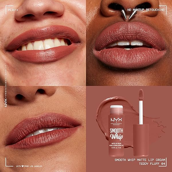 NYX PROFESSIONAL MAKEUP SMOOTH WHIP MATTE LIP CREAM, LONG LASTING, MOISTURIZING, VEGAN LIQUID LIPSTICK – TEDDY FLUFF (MIDTONE PINKY BROWN)