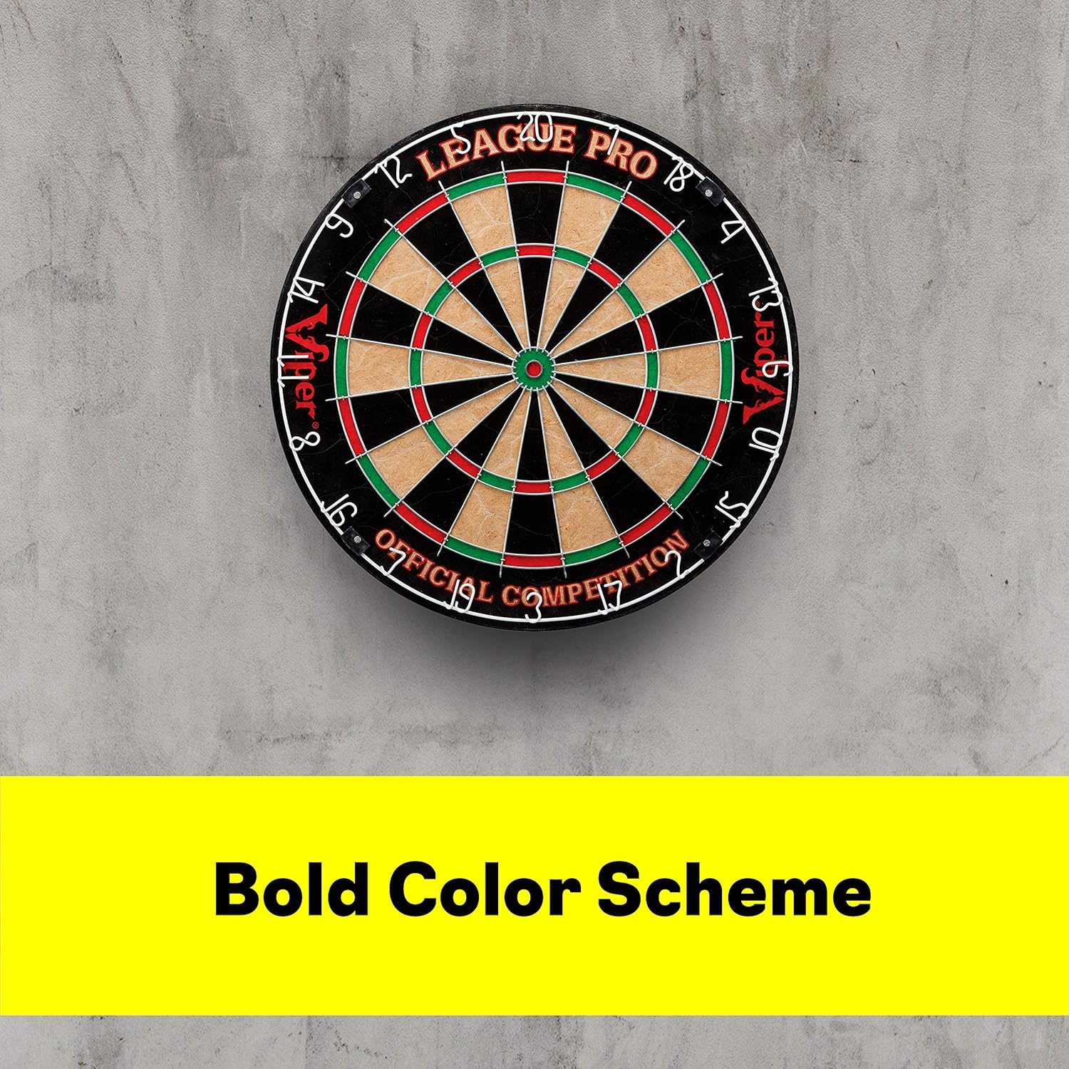 Viper League Pro Regulation Bristle Steel Tip Dartboard Starter Set with Staple-Free Bullseye, Radial Spider Wire, High-Grade Sisal with Rotating Number Ring, Chalk Cricket Scoreboard, Steel Tip Darts : Sports Fan Dart Equipment : Sports & Outdoors