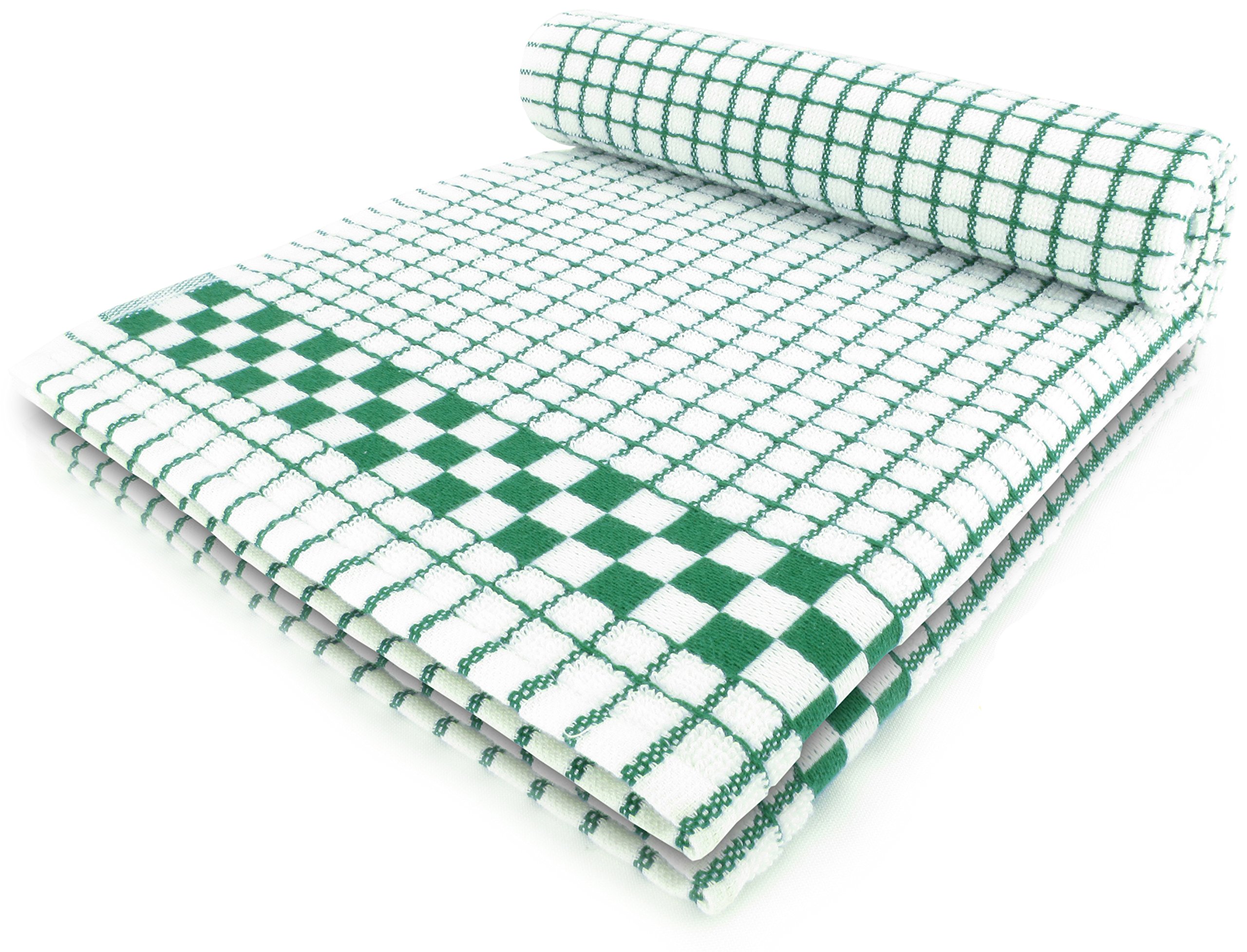 Fecido Classic Kitchen Tea Towels - Heavy Duty - Super Absorbent - 100% Cotton - Professional Grade Dish Cloths - European Made Tea Towels - Set of Two, Dark Green