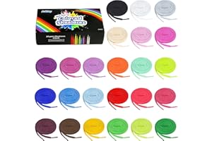 Auihiay 24 Pairs Flat Colored Shoelaces Shoestrings for Sneakers Skate Shoes Sport Shoes Boots