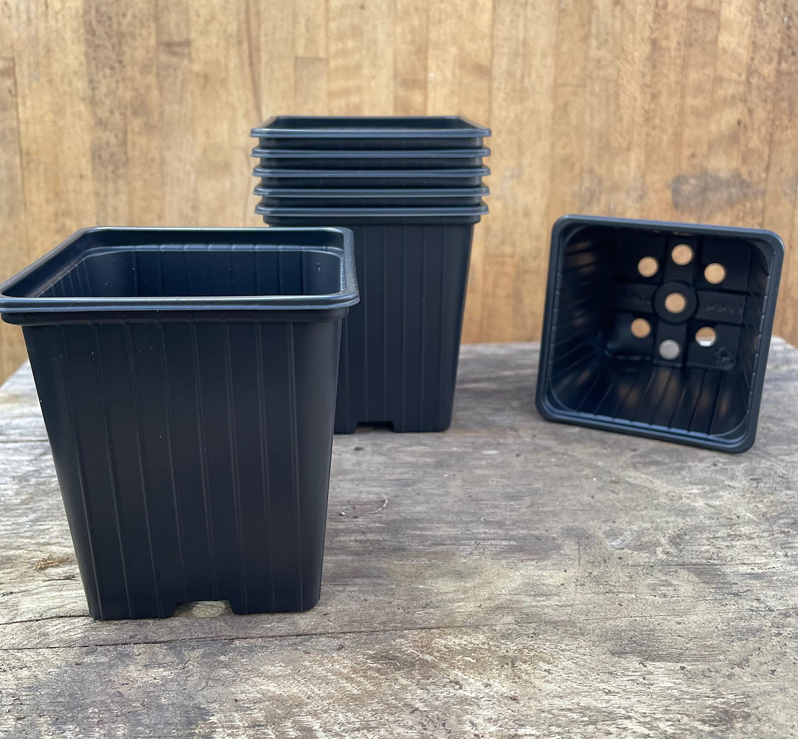 Acqua Tower Growing Systems Terracotta Gardeners Plant Pot Set - 'Soparco' Professional Growers Plant Pots - 13cm (1 Litre) Black Pot Set (6 Pots)