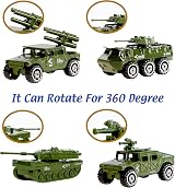 Nunki Toy Die-cast Military Vehicles 6 Pack Metal Army Tank Jeep Helicopter Kids view 3