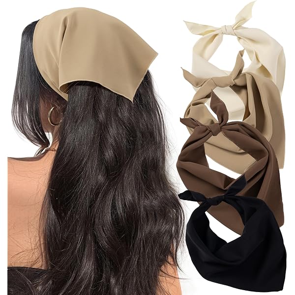 3-Pack Boho Head Scarves, Tie-Back Design, Polyester Hair Bandanas HBlife 4 Pack Hair Bandanas Tie-Back Triangle Boho Head  main image 2
