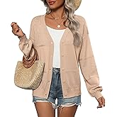 Zeagoo 2025 Womens Cardigan Casual Long Sleeve Lightweight Crochet Shrug V Neck Tops Button Down Soft Knit Sweater