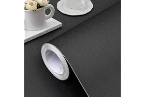 Jeweluck Black Wallpaper Black Peel and Stick Wallpaper Solid Black Contact Paper 15.7inch x 118.1inch Pure Self Adhesive Removable Wallpaper Matte Waterproof Wallpaper for Walls Decorative Vinyl