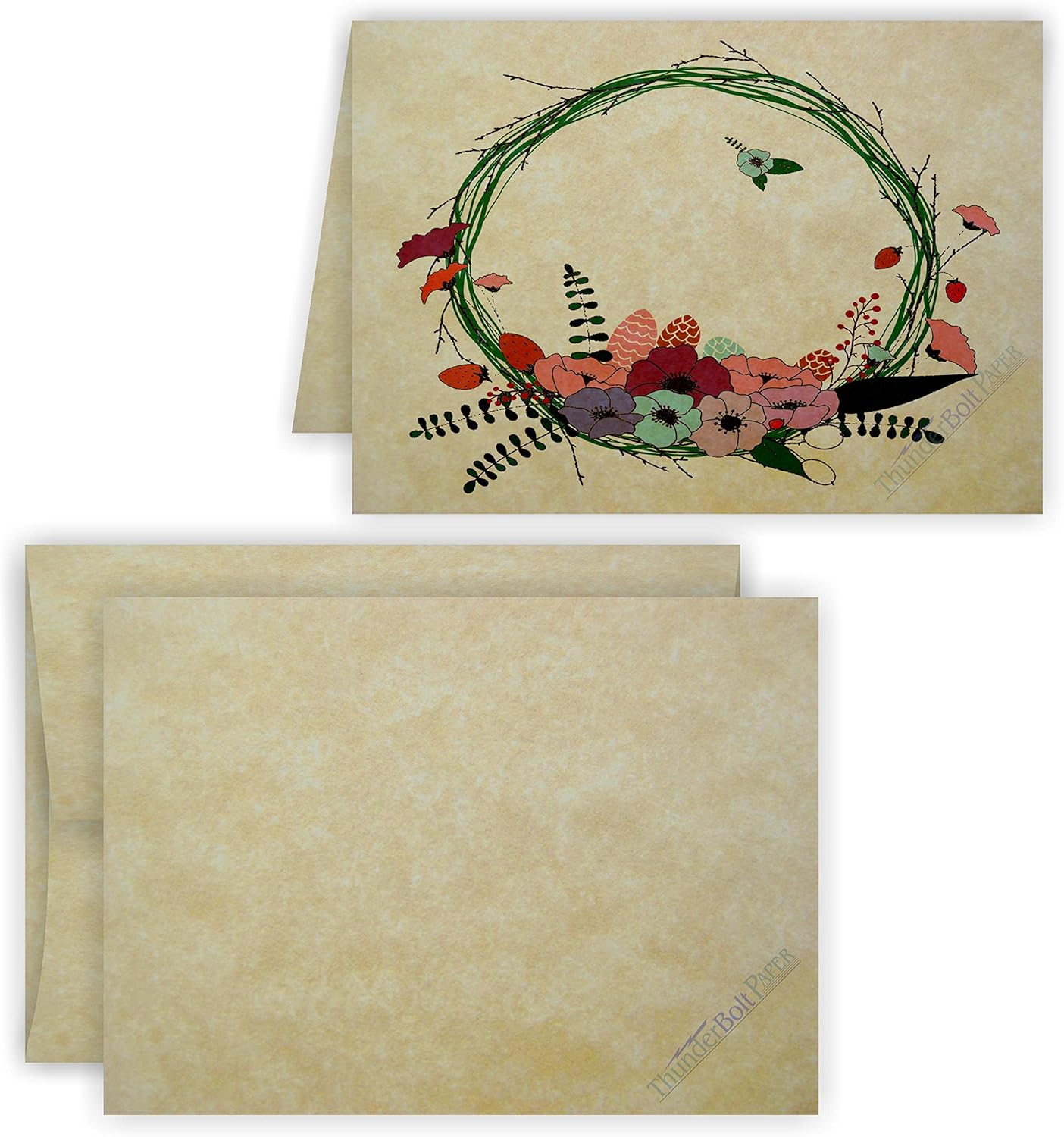 4X6 Folded Size with A-6 Envelopes - Aged Parchment - 25 Sets (6X8 Cards Scored to Fold in Half) Matching Pack - Invitations, Greeting, Thank You, Notes, Holidays, Weddings, Birthdays, Announcements : Office Products