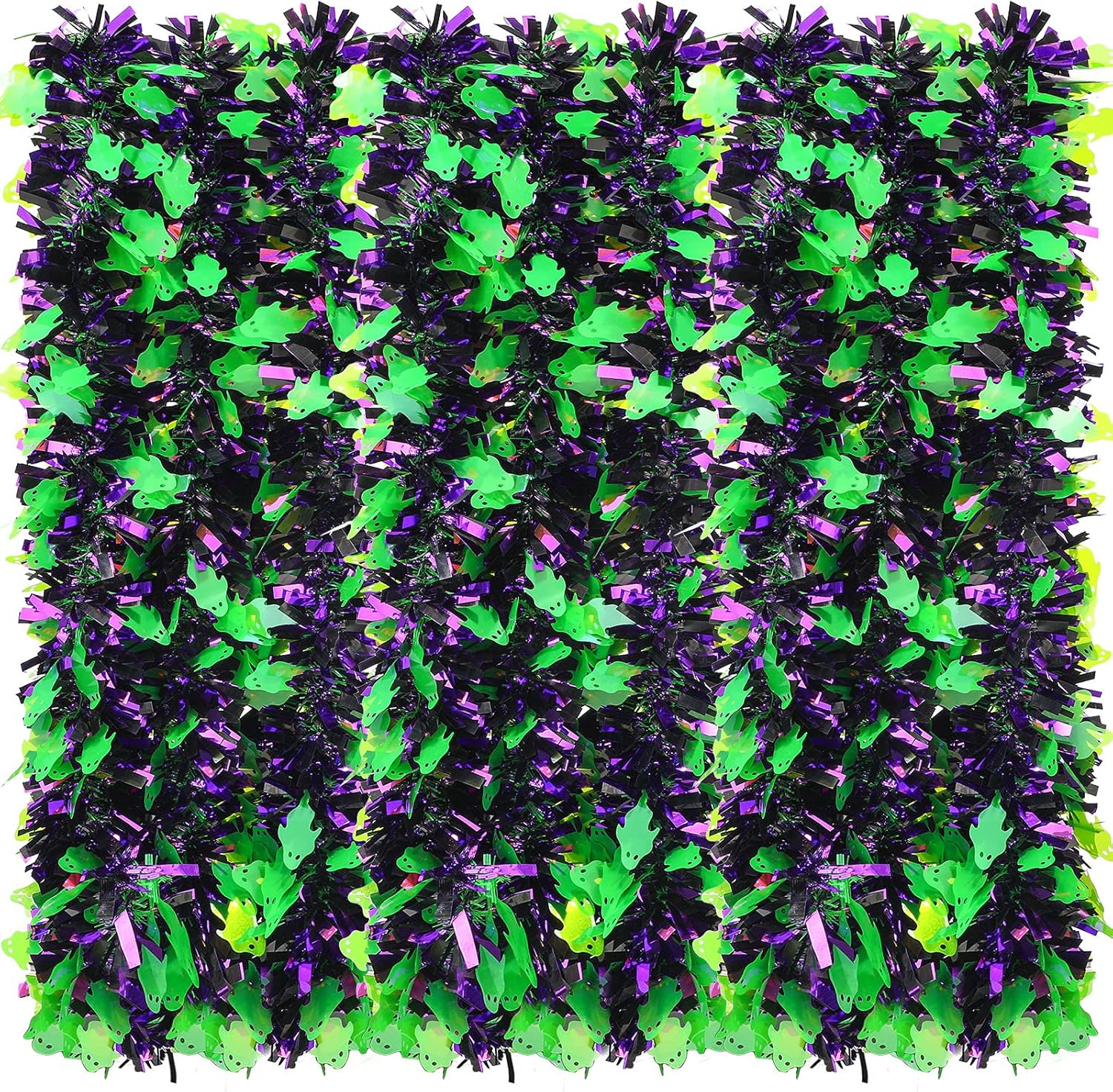 Wreaths, Garlands & Swags - Waydress 26.2 Ft Halloween Tinsel Garland Green Color Ghost and Purple Metallic Holiday Tinsel Twist Garland Decoration for Halloween Party Indoor Outdoor Home Ornaments