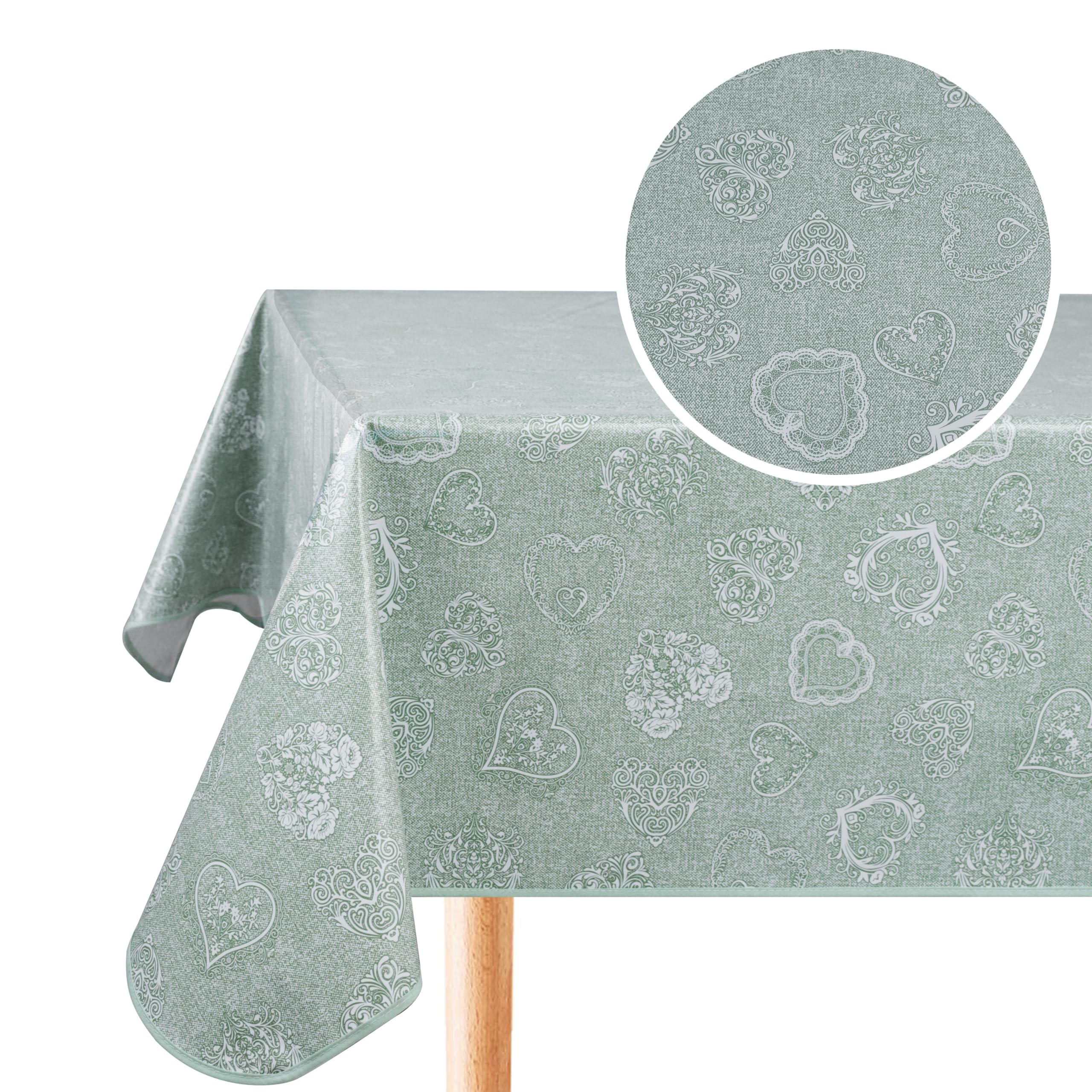 Home Direct Rectangular Oilcloth PVC Wipe Clean Tablecloth Table Cover 140cm x 200cm 55x78 Sage Green