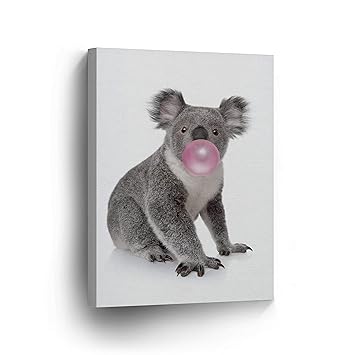 Amazoncom Cute Baby Koala Animal Decor Bubble Gum Art Pink Canvas Amazoncom Cute Baby Koala Animal Decor Bubble Gum Art Pink Canvas