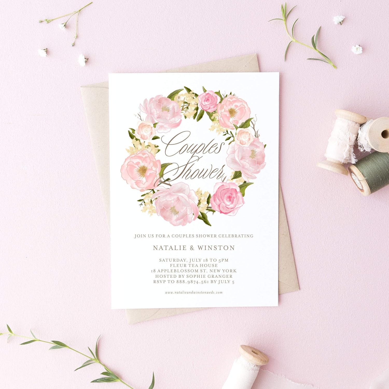  Dozili Floral Couples Shower Invitation