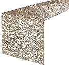 PONY DANCE Rectangle Glitzy Sequins Table Runner Decorative Table Runner, Birthday Party/Wedding/Christmas decor,14 by 108 inch,(Light Gold)