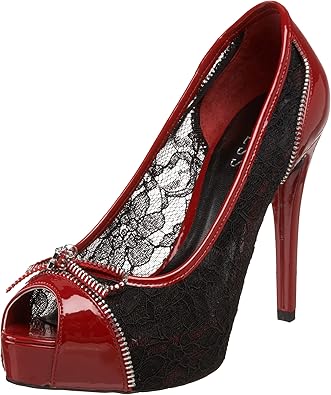 guess red high heels