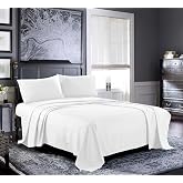 Pure Bedding Bed Sheets - Queen Sheet Set [4-Piece, White] - Hotel Luxury 1800 Brushed Microfiber - Soft and Breathable - Deep Pocket Fitted Sheet, Flat Sheet, Pillow Cases