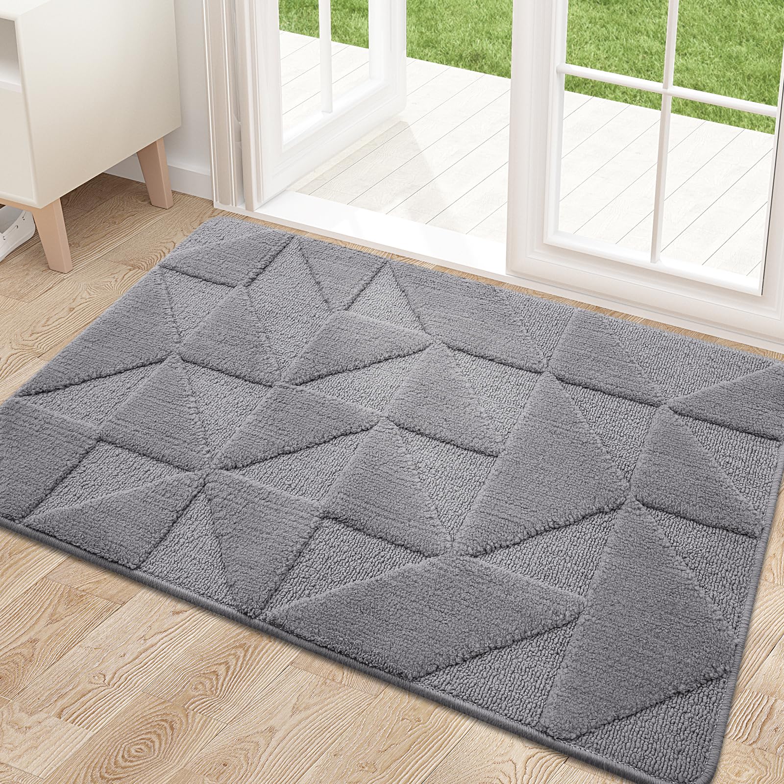 Homaxy Door Mats Indoor, 60 X 90 cm, Machine Washable Inside Door Mat, Dirt Trapper Soft Doormats, Super Absorbent Entrance Rug, Non-slip Floor Mat For Front Back Door, Pets and Dogs (Grey)