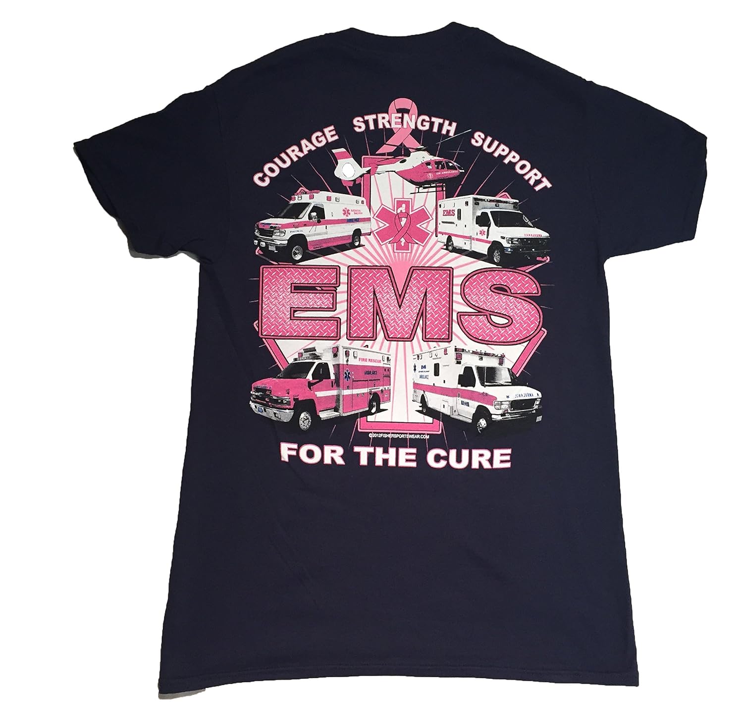 EMS for the Cure Breast Cancer Awareness Navy Tshirt Clothing