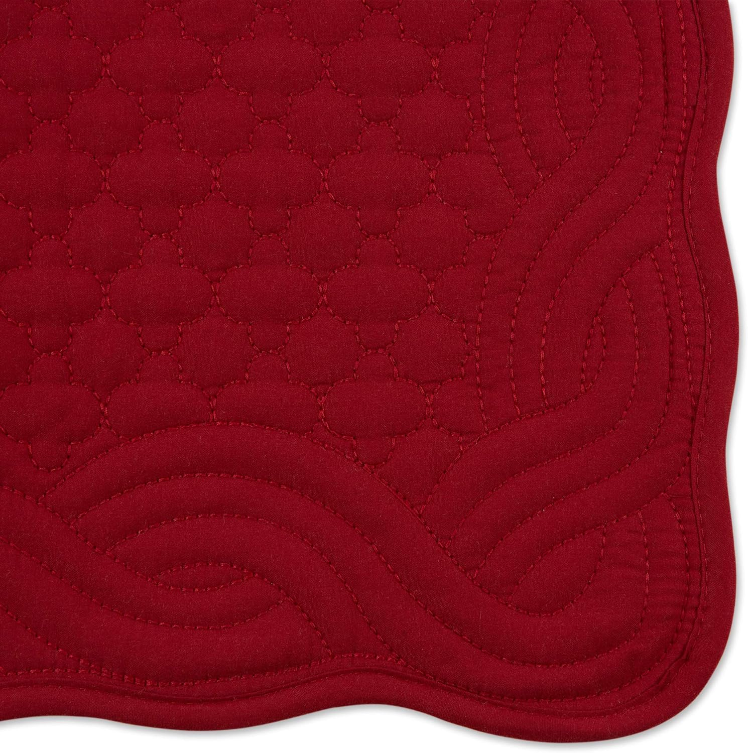DII Quilted Farmhouse Collection Tabletop, Placemat Set, Cranberry 6 Piece: Home & Kitchen