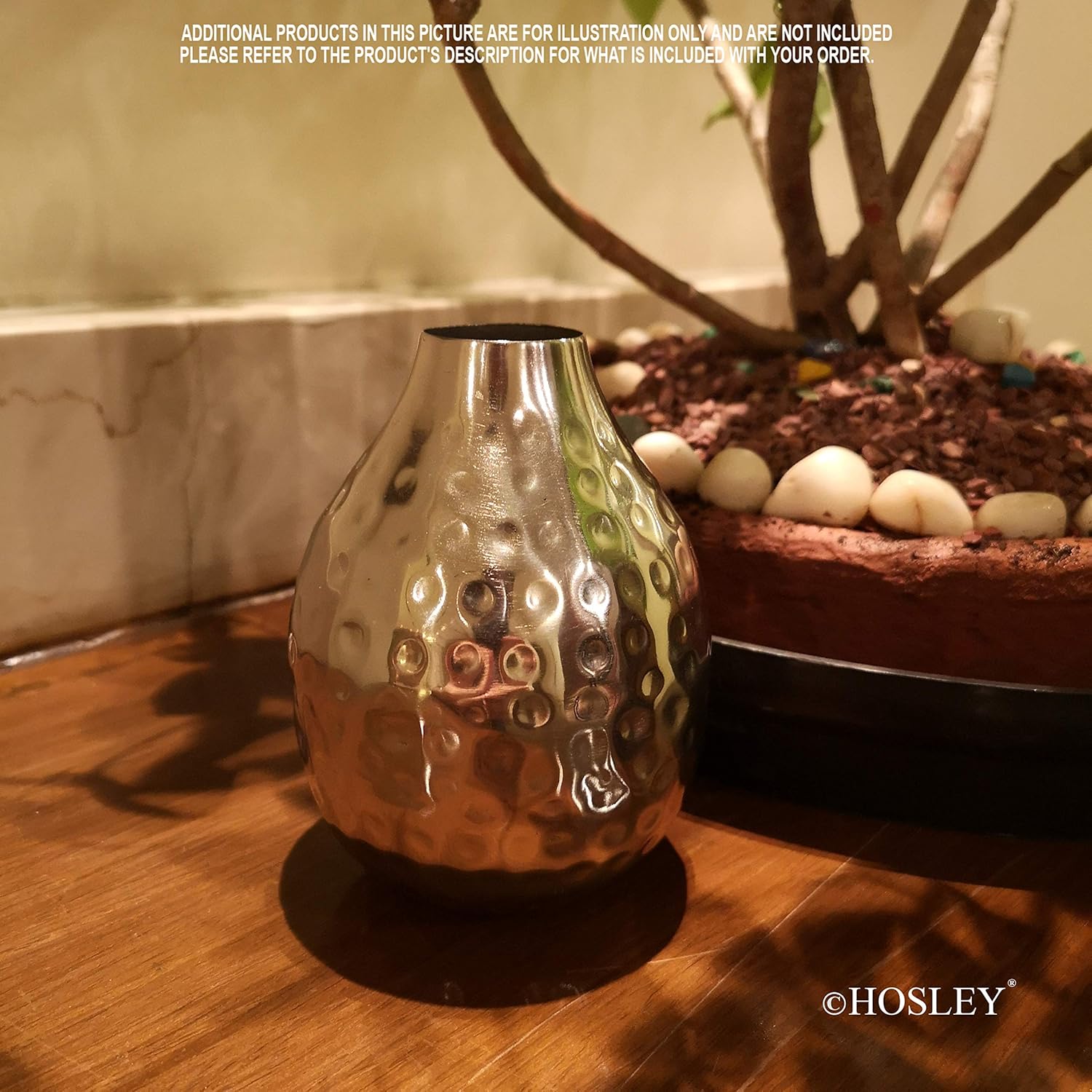 Hosley Set of 3 Metal Bud Vases - Your Choice of Colors. 4.5 Inch High. Ideal Accent Piece for Coffee and Side Tables as Well as Dried Floral Arrangements (1-Silver Finish): Home & Kitchen