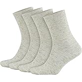 GoWith Unisex Linen-Cotton Blend Thin Crew Socks, Seamless Moisture Wicking Lightweight Casual Dress Socks for Men and Women