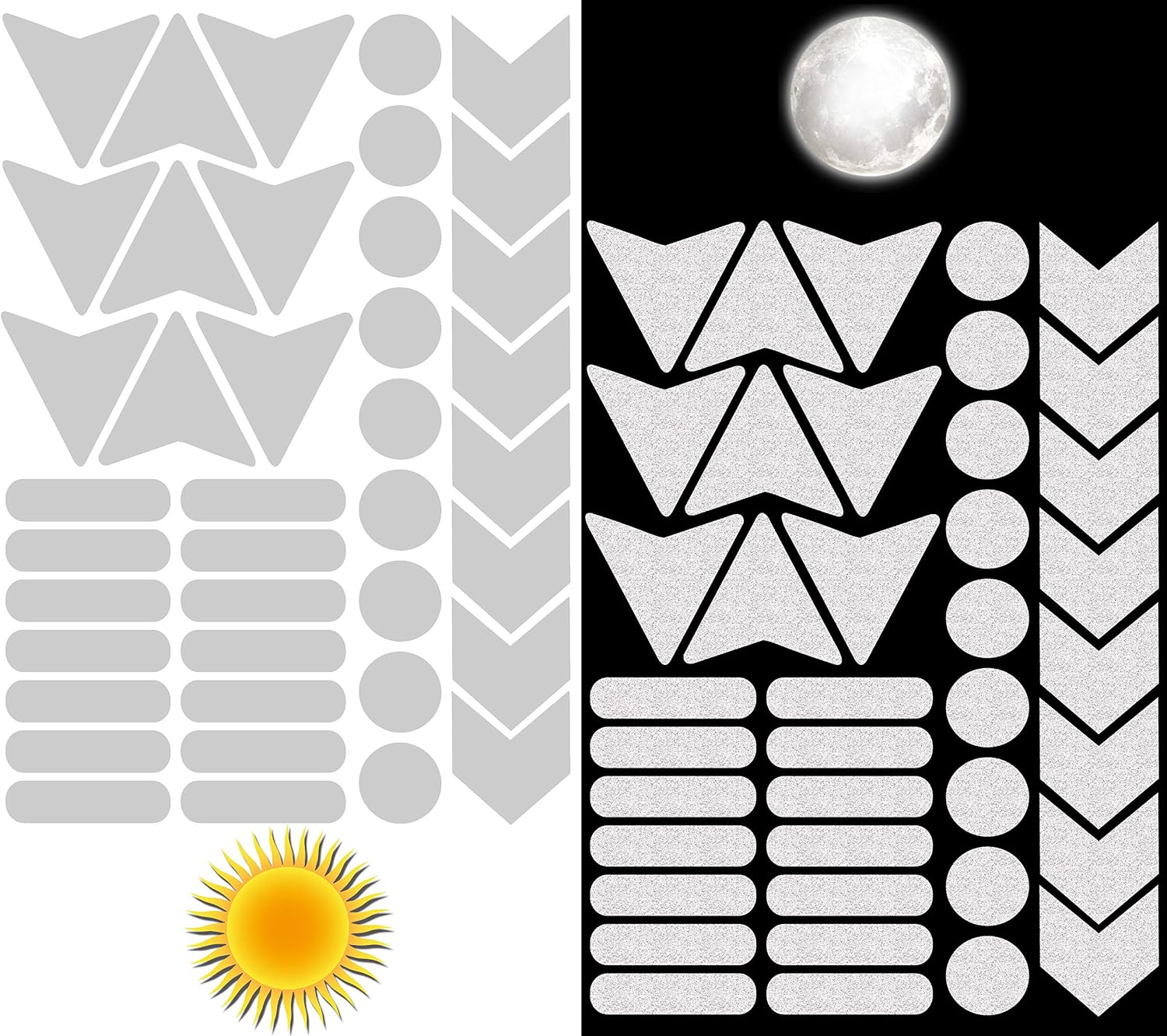 Biomar Labs Reflective Vinyl Sticker Set Weatherproof Self Adhesive Decals for Car Motorcycle Bicycle Scooter Helmet Window Exterior Interior Styling Visibility Personalisation (40 Pieces D 48) - Image 3
