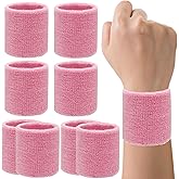 IMAGERIO 8 Pack Wrist Sweatbands Tennis Wrist Bands Absorbent Sweat Band for Men and Women, Breathable Cotton Sweatbands for Working Out, Football, Basketball, Running Athletic Sports