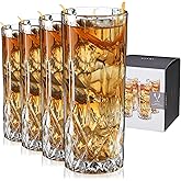 Viski Admiral Highball Glasses, Crystal Drinking Glasses, Elegant Glassware for Whiskey, Vodka, Cocktails, Perfect for Home Bars, Indoor & Outdoor Parties, Stylish Drinkware, 9 oz, Set of 4