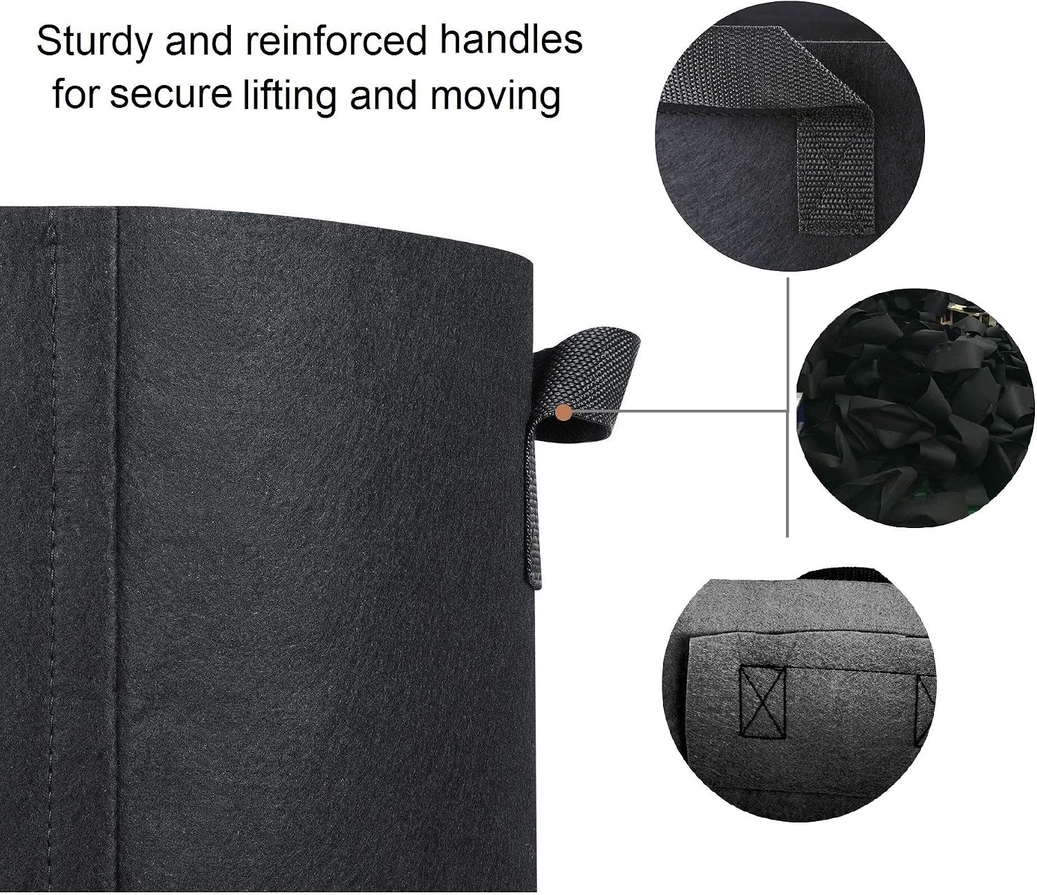 CARRYLAA Plant Bags Heavy Duty Thickened Nonwoven Grow Bags Aeration Fabric Garden Pots Container with Handles Straps for Flowers Vegetables 3 Gallons Black 5PCS - Image 5