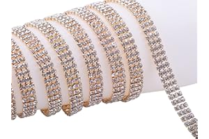 KAOYOO 3 Rows 2 Yards 3MM Crystal Rhinestone Chain Trim for Sewing Crafts,DIY Decoration