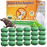 Rodent Mouse Repellent Indoor Outdoor - Peppermint Oil to Repel Mice Mole and Rats, Bug Insect Spider Repellent Pouches, Pest Control Natural Deterrent Safe for Pets & Family 24 Packs