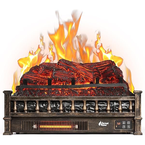 Amazon.com: TURBRO Eternal Flame Infrared Electric Fireplace Logs, 23  Remote Control Fireplace Insert Log Heater, Realistic Lemonwood Ember Bed,  Thermostat, Timer, 1500W Black : Home u0026 Kitchen