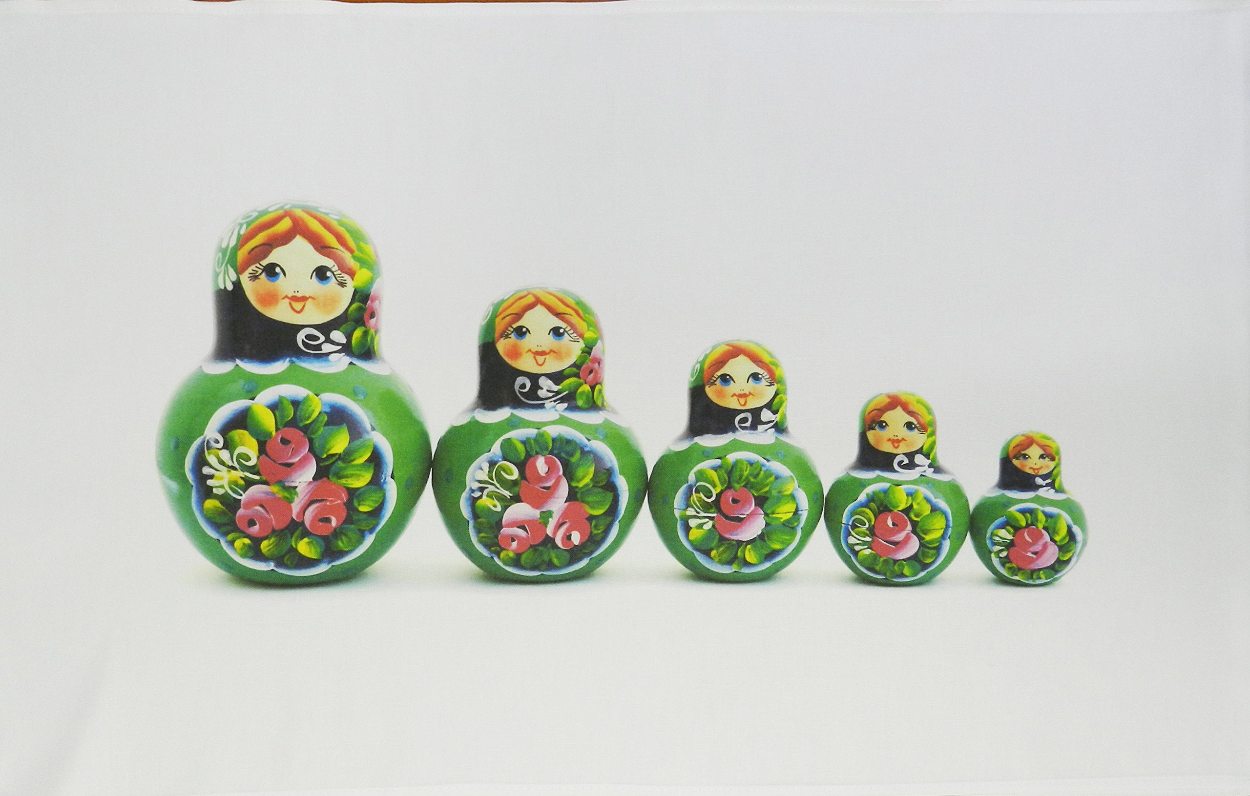 Half a Donkey The Green Russian Doll (Matryoshka) Large Cotton Tea Towel