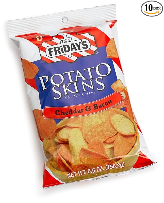 Tgi Friday S Snack Chips Potato Skins Cheddar Bacon 5 5 Ounce Bags Pack Of 10 Amazon Com