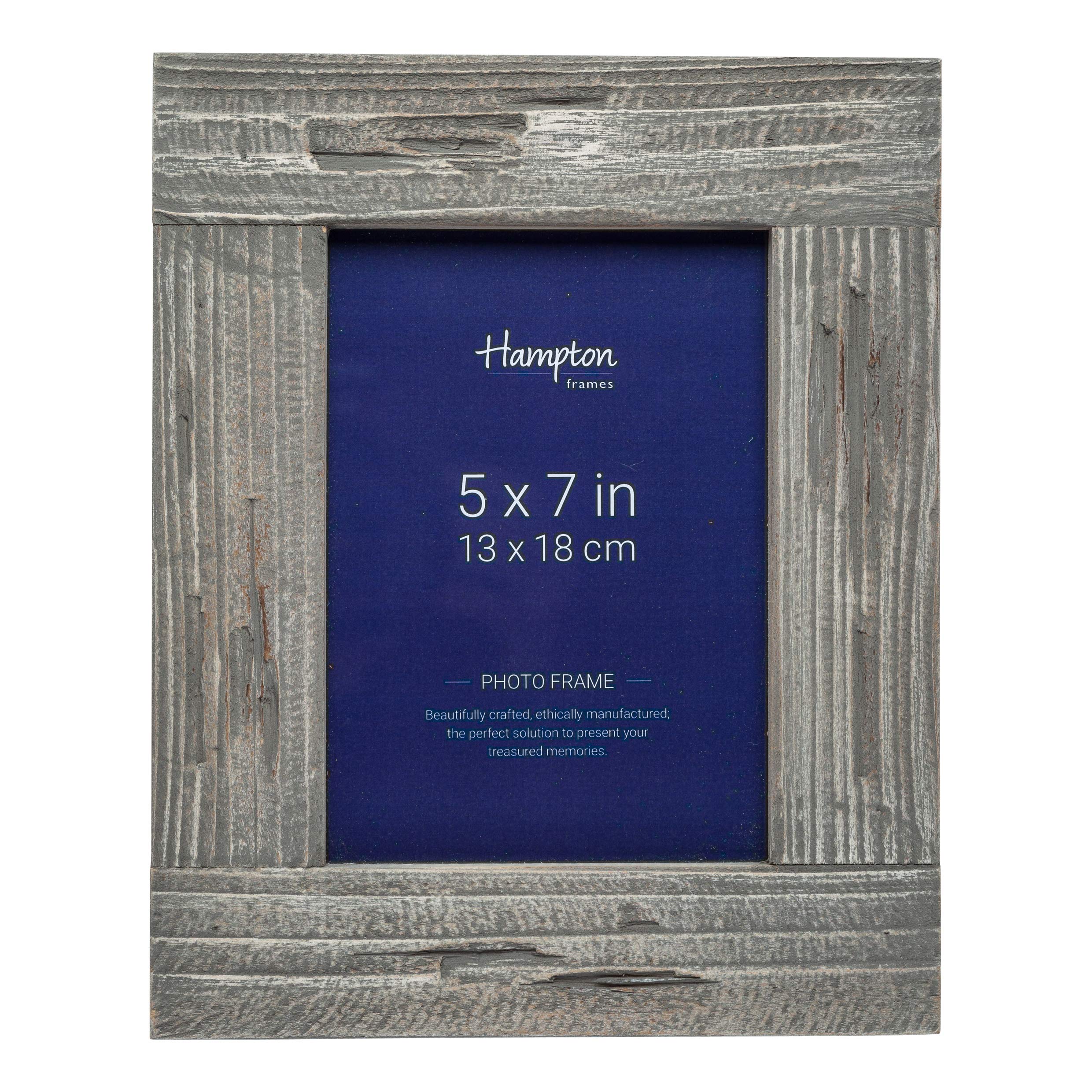 Hampton Frames FARMHOUSE Uniquely Distressed Grey Painted Wood Photo Frame Shabby Chic 5x7 (13x18cm) FRM53857G