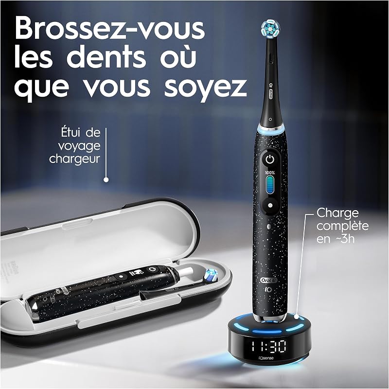 Brosse à Dents Electrique iO 10, 3 Brossettes de Rechange, Noire