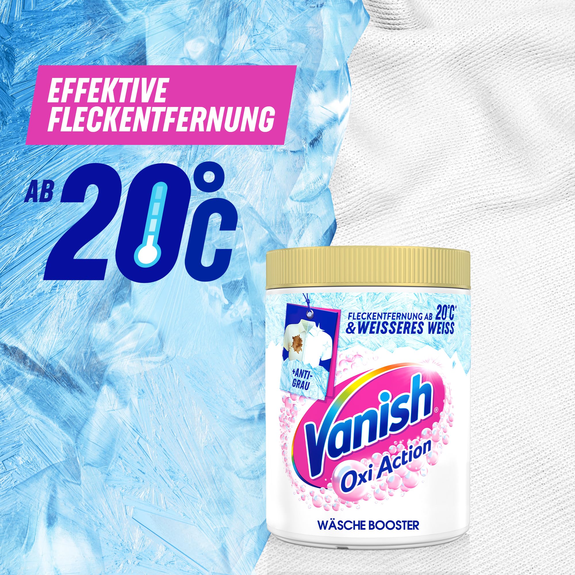 Vanish Oxi Action Powerweiss Pulver – 1 x 1,125 kg – Fleckenentferner und Wäsche-Booster Pulver ohne Chlor – Für weiße Wäsche 3