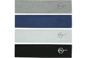 MAVEN THREAD Women's Headband 2'' Wide Yoga Running Exercise Sports Workout Athletic Gym Wide Sweat Wicking Stretchy No Slip 4 Pack Set Black Grey Navy Basics