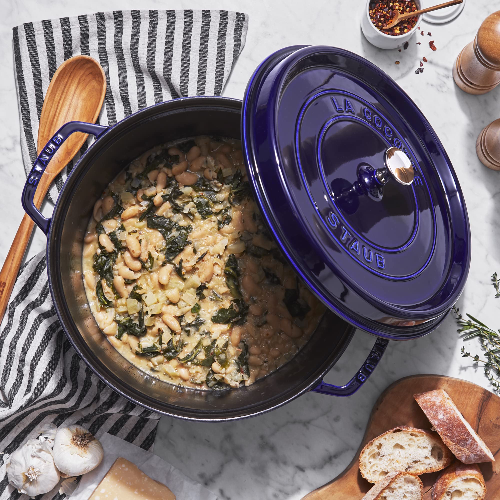 Staub Cast Iron 7-qt Round Cocotte - Dark Blue, Made in France
