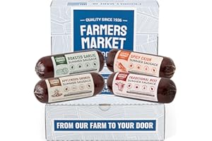 DELI DIRECT Farmers Market Gift Basket, Gluten Free, Keto, Paleo, Low Sodium, Zero Sugar, Summer Sausage Gift Set, 12oz 4-Pack Variety