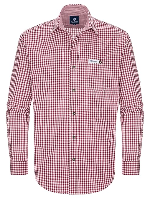 Almbock Trachtenhemd Herren Kariert | Slim-Fit Männer Hemd in Vielen Karo Farben | Hemd aus 100% Baumwolle in Den Größen S-XX