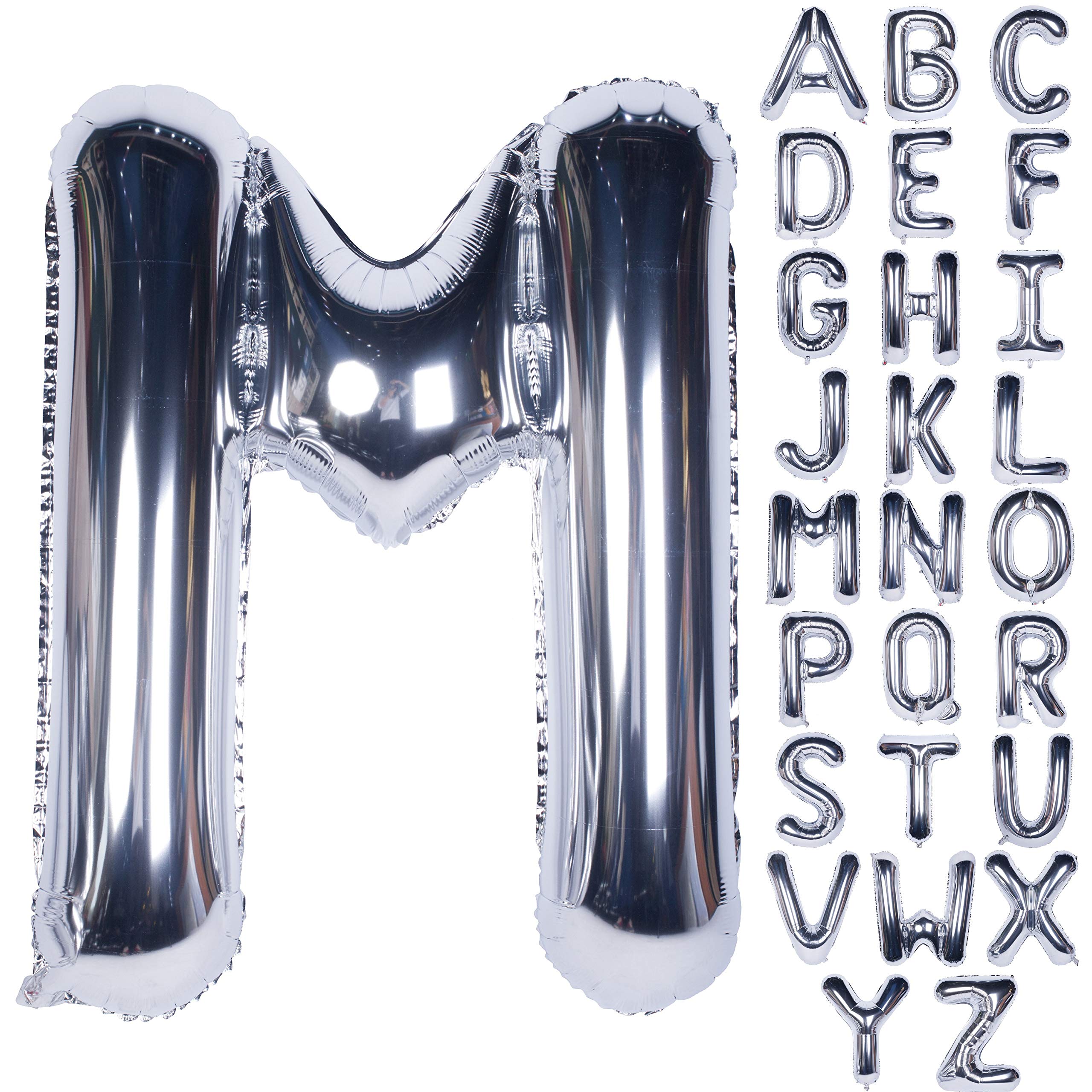 Letter Balloons Silver Large Letter M Balloon 40 Inch Foil Helium Alphabet Balloons Birthday Party Baby Shower Graduation Ceremony Decoration (Silver Letter M)