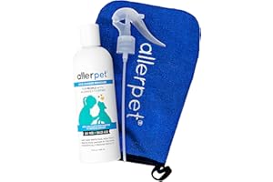 Allerpet Dog Dander Remover w/Free Applicator Mitt & Sprayer - Best Pet Dander Remover for Allergens - for Canine Dry Skin Treatment - Good for Fur & Skin - (12oz)