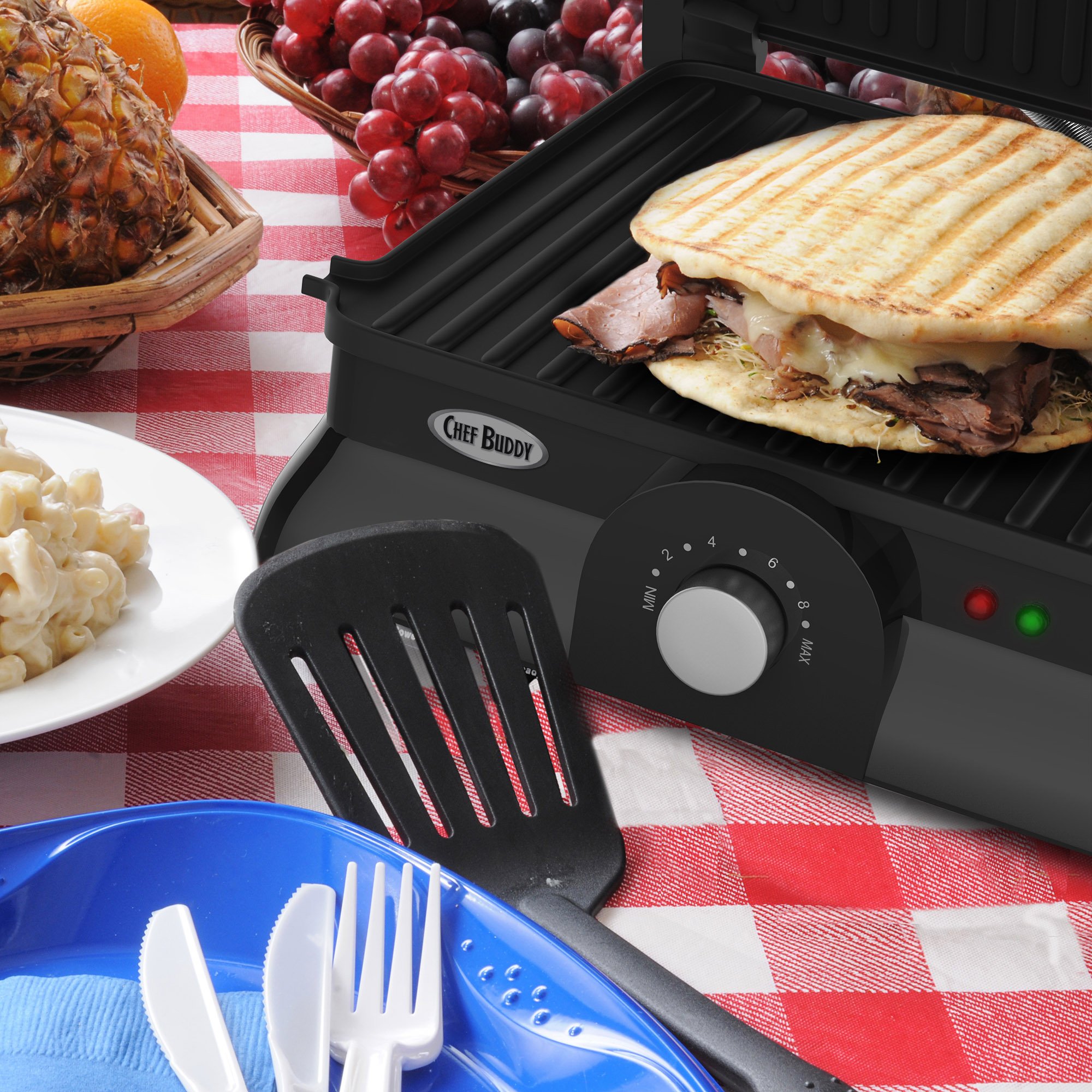Chef Buddy 801840 Panini Press Grill and Gourmet Sandwich Maker for