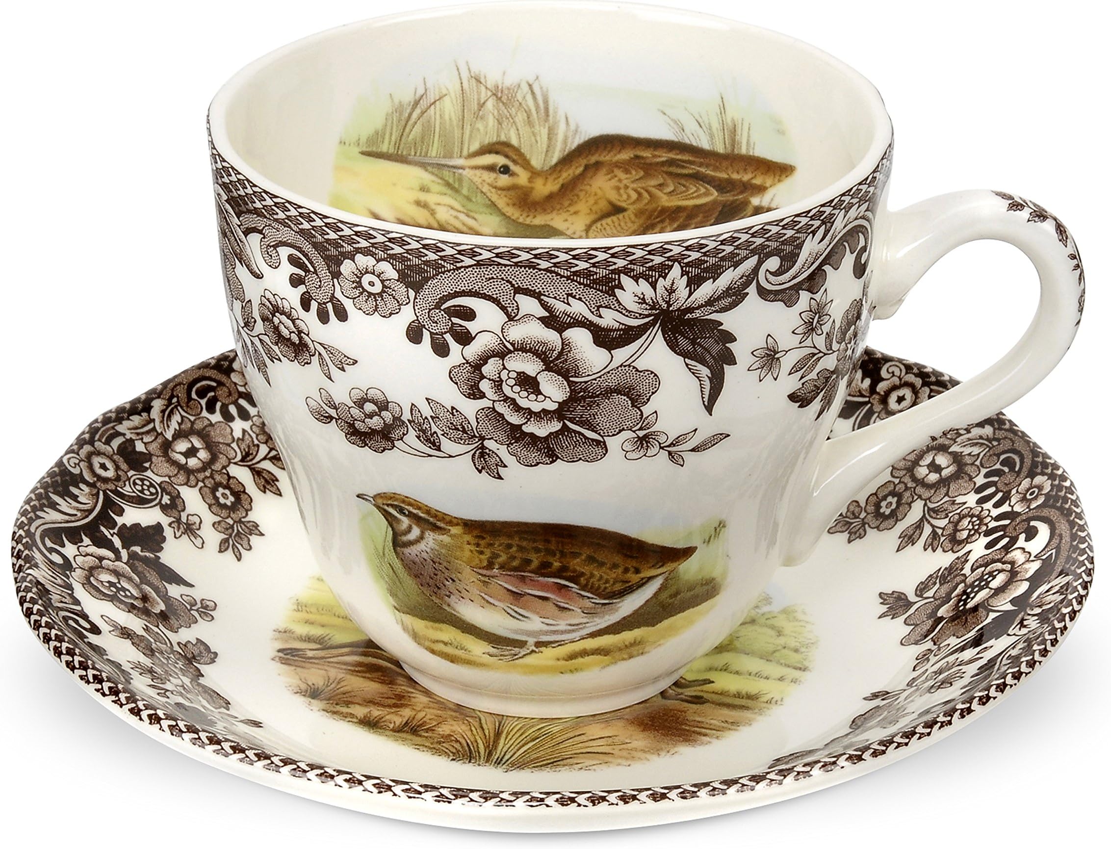 Spode WL1162 Woodland Teacup and Saucer 0.20 L, Ceramic, Patterned