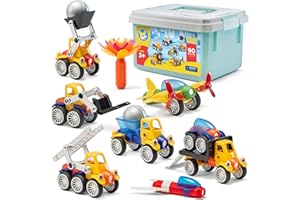Play Brainy Magnetic Toy Cars Set – 90 Pieces (Montessori Educational Toy for Toddlers and Preschoolers) Helps with Developmental Skills